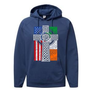 Patriotic Irish American Flag Funny Gift St Patrick's Day Cute Gift Performance Fleece Hoodie