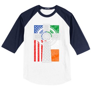 Patriotic Irish American Flag Funny Gift St Patrick's Day Cute Gift Baseball Sleeve Shirt