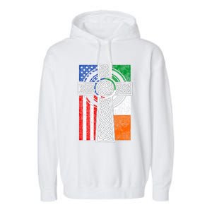 Patriotic Irish American Flag Funny Gift St Patrick's Day Cute Gift Garment-Dyed Fleece Hoodie