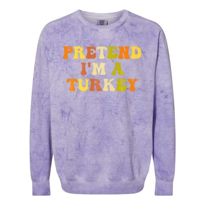 Pretend I'm A Turkey Funny Thanksgiving Party Turkey Groovy Colorblast Crewneck Sweatshirt