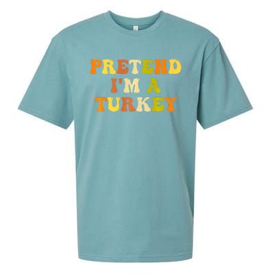 Pretend I'm A Turkey Funny Thanksgiving Party Turkey Groovy Sueded Cloud Jersey T-Shirt