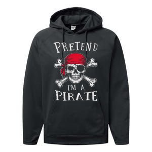 Pretend IM A Pirate Funny Lazy Halloween Matching Costume Gift Performance Fleece Hoodie