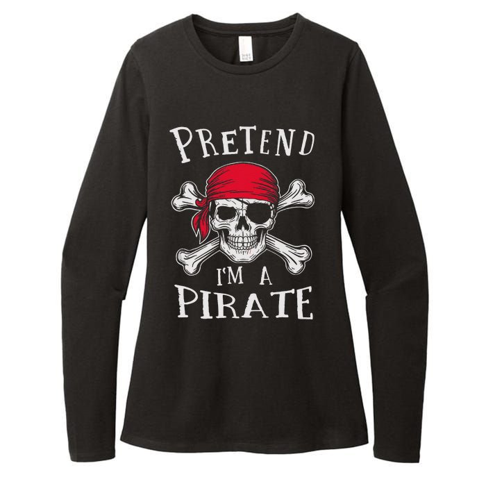 Pretend IM A Pirate Funny Lazy Halloween Matching Costume Gift Womens CVC Long Sleeve Shirt