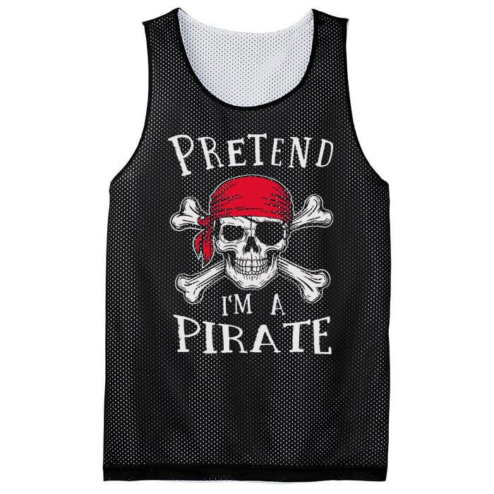 Pretend IM A Pirate Funny Lazy Halloween Matching Costume Gift Mesh Reversible Basketball Jersey Tank