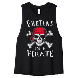 Pretend IM A Pirate Funny Lazy Halloween Matching Costume Gift Women's Racerback Cropped Tank