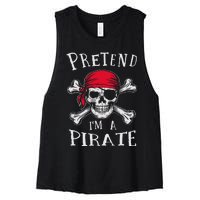 Pretend IM A Pirate Funny Lazy Halloween Matching Costume Gift Women's Racerback Cropped Tank