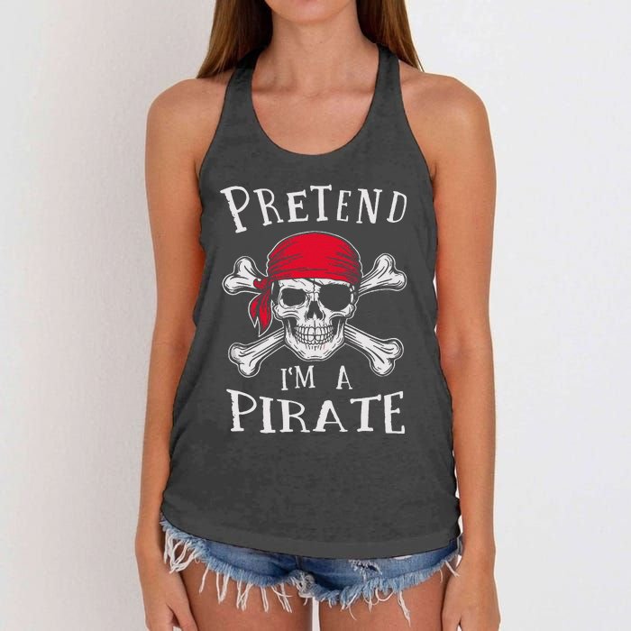 Pretend IM A Pirate Funny Lazy Halloween Matching Costume Gift Women's Knotted Racerback Tank