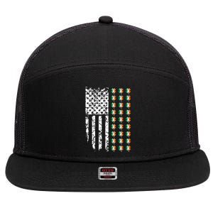 Patriotic Irish American Flag Great Gift 7 Panel Mesh Trucker Snapback Hat