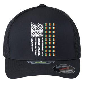 Patriotic Irish American Flag Great Gift Flexfit Unipanel Trucker Cap