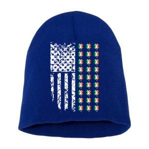 Patriotic Irish American Flag Great Gift Short Acrylic Beanie