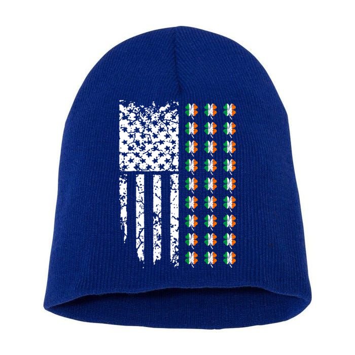 Patriotic Irish American Flag Great Gift Short Acrylic Beanie