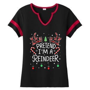 Pretend im a Reindeer  Easy Christmas Costume Ladies Halftime Notch Neck Tee