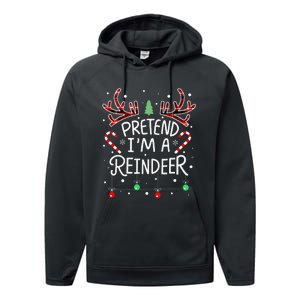 Pretend im a Reindeer  Easy Christmas Costume Performance Fleece Hoodie