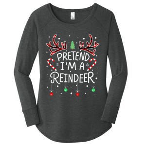 Pretend im a Reindeer  Easy Christmas Costume Women's Perfect Tri Tunic Long Sleeve Shirt