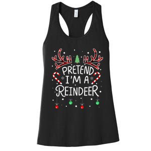 Pretend im a Reindeer  Easy Christmas Costume Women's Racerback Tank