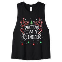 Pretend im a Reindeer  Easy Christmas Costume Women's Racerback Cropped Tank