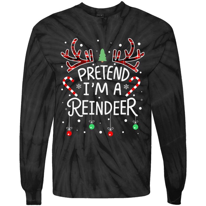 Pretend im a Reindeer  Easy Christmas Costume Tie-Dye Long Sleeve Shirt