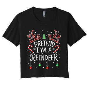 Pretend im a Reindeer  Easy Christmas Costume Women's Crop Top Tee