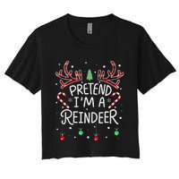 Pretend im a Reindeer  Easy Christmas Costume Women's Crop Top Tee