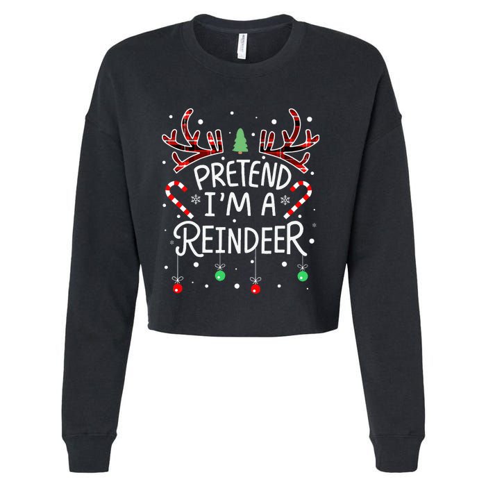 Pretend im a Reindeer  Easy Christmas Costume Cropped Pullover Crew