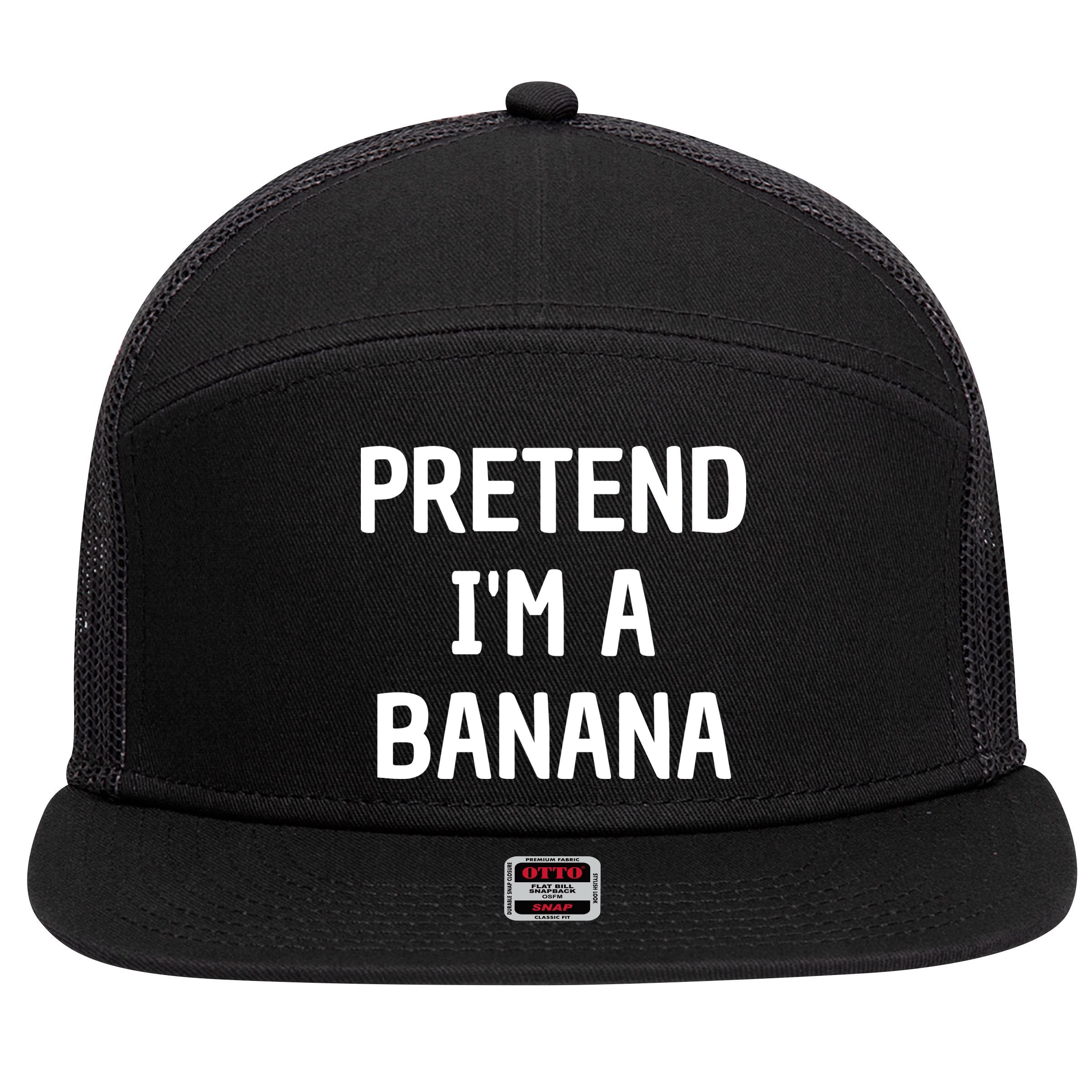 Pretend I'm A Banana Funny Lazy Halloween Costume 7 Panel Mesh Trucker Snapback Hat