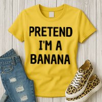 Pretend I'm A Banana Funny Lazy Halloween Costume Womens T-Shirt