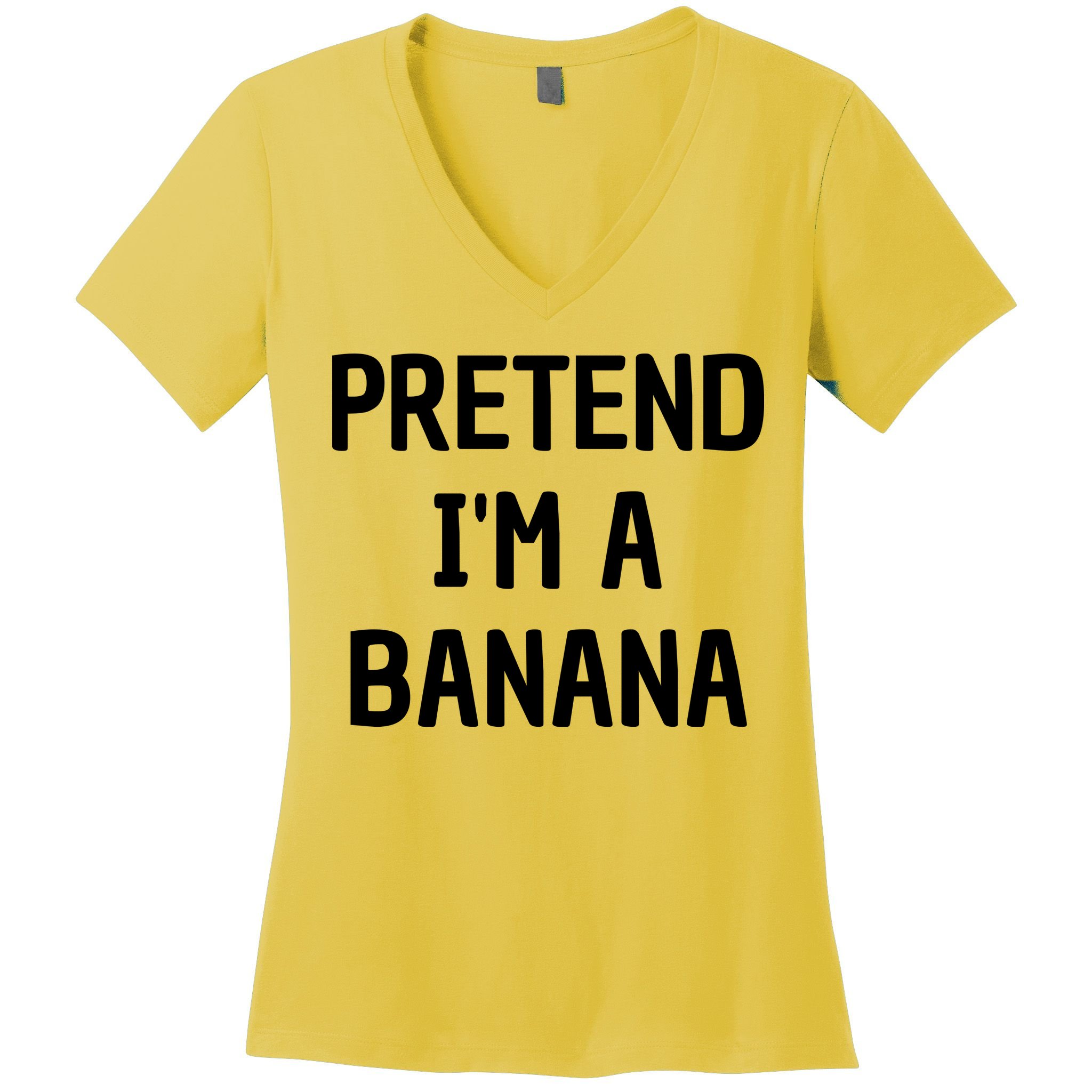 Pretend I'm A Banana Funny Lazy Halloween Costume Women's V-Neck T-Shirt