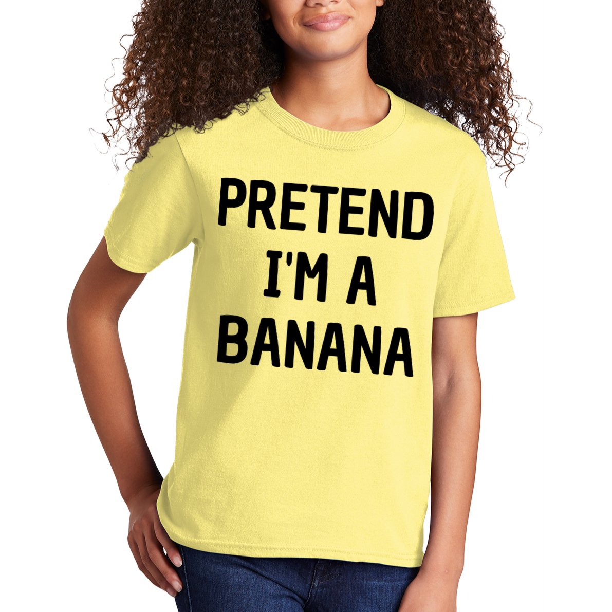 Pretend I'm A Banana Funny Lazy Halloween Costume Kids T-Shirt