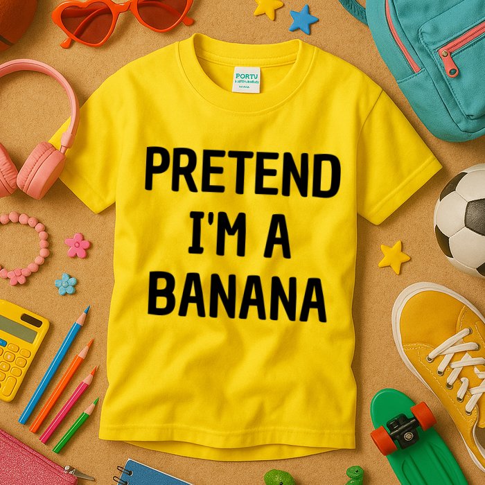 Pretend I'm A Banana Funny Lazy Halloween Costume Kids T-Shirt