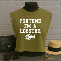Pretend I'm A Lobster Funny Last Minute Lazy Costume Garment-Dyed Women's Muscle Tee
