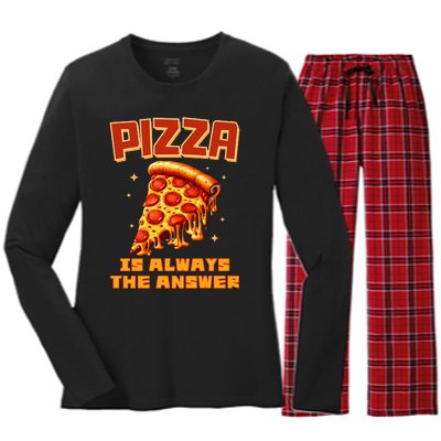 Pizza Is Always The Answer Women's Long Sleeve Flannel Pajama Set 