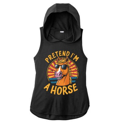 Pretend IM A Horse Funny Lazy Halloween Matching Costume Ladies PosiCharge Tri-Blend Wicking Draft Hoodie Tank