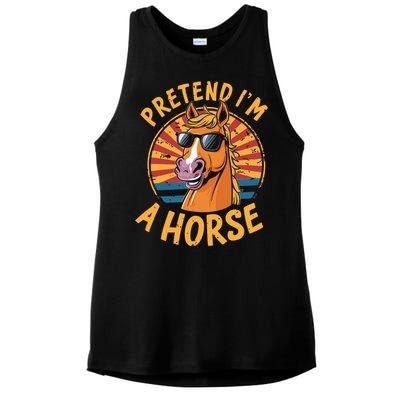 Pretend IM A Horse Funny Lazy Halloween Matching Costume Ladies PosiCharge Tri-Blend Wicking Tank