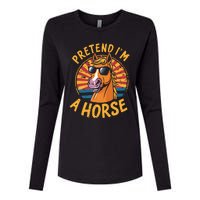 Pretend IM A Horse Funny Lazy Halloween Matching Costume Womens Cotton Relaxed Long Sleeve T-Shirt