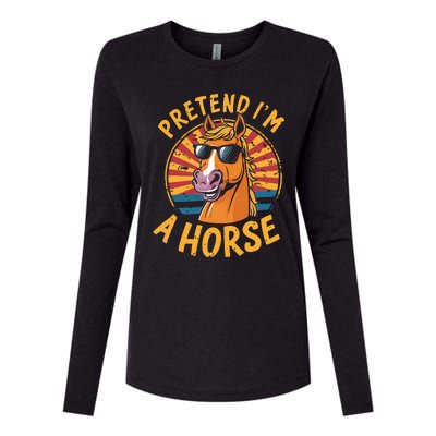 Pretend IM A Horse Funny Lazy Halloween Matching Costume Womens Cotton Relaxed Long Sleeve T-Shirt