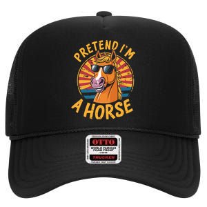 Pretend IM A Horse Funny Lazy Halloween Matching Costume High Crown Mesh Back Trucker Hat