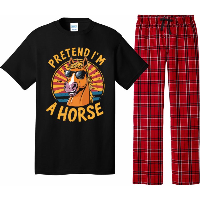 Pretend IM A Horse Funny Lazy Halloween Matching Costume Pajama Set