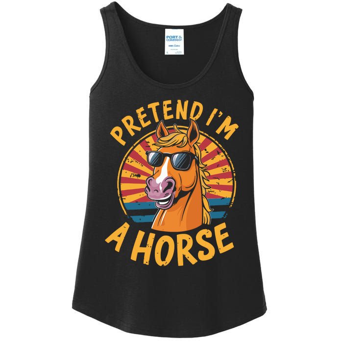 Pretend IM A Horse Funny Lazy Halloween Matching Costume Ladies Essential Tank