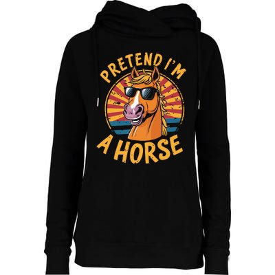 Pretend IM A Horse Funny Lazy Halloween Matching Costume Womens Funnel Neck Pullover Hood