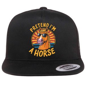 Pretend IM A Horse Funny Lazy Halloween Matching Costume Flat Bill Trucker Hat