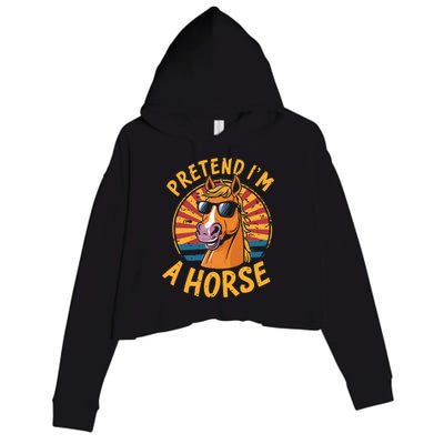 Pretend IM A Horse Funny Lazy Halloween Matching Costume Crop Fleece Hoodie