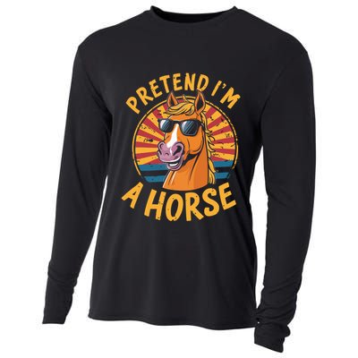 Pretend IM A Horse Funny Lazy Halloween Matching Costume Cooling Performance Long Sleeve Crew