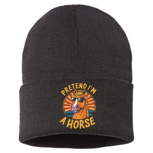 Pretend IM A Horse Funny Lazy Halloween Matching Costume Sustainable Knit Beanie