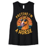 Pretend IM A Horse Funny Lazy Halloween Matching Costume Women's Racerback Cropped Tank