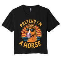 Pretend IM A Horse Funny Lazy Halloween Matching Costume Women's Crop Top Tee