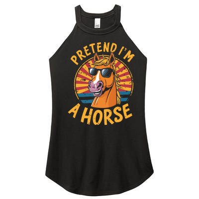 Pretend IM A Horse Funny Lazy Halloween Matching Costume Women's Perfect Tri Rocker Tank