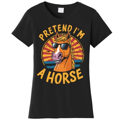 Pretend IM A Horse Funny Lazy Halloween Matching Costume Women's T-Shirt