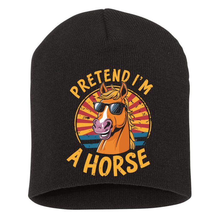 Pretend IM A Horse Funny Lazy Halloween Matching Costume Short Acrylic Beanie