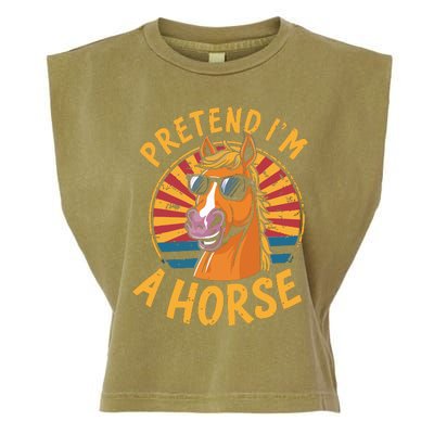 Pretend IM A Horse Funny Lazy Halloween Matching Costume Garment-Dyed Women's Muscle Tee