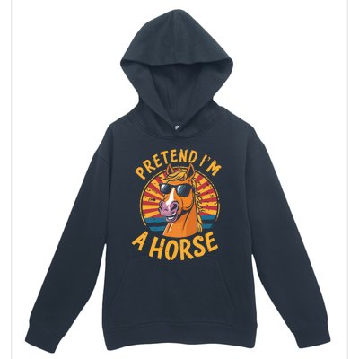 Pretend IM A Horse Funny Lazy Halloween Matching Costume Urban Pullover Hoodie